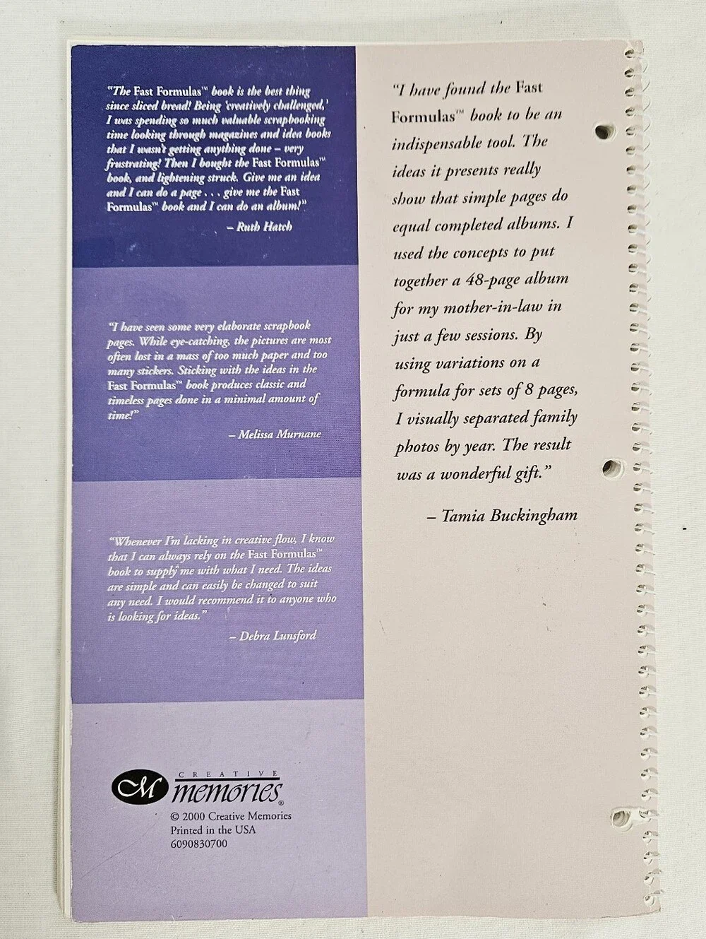 Creative Memories Fast Formulas Page Layout Book 2000 Scrapbooking Guide